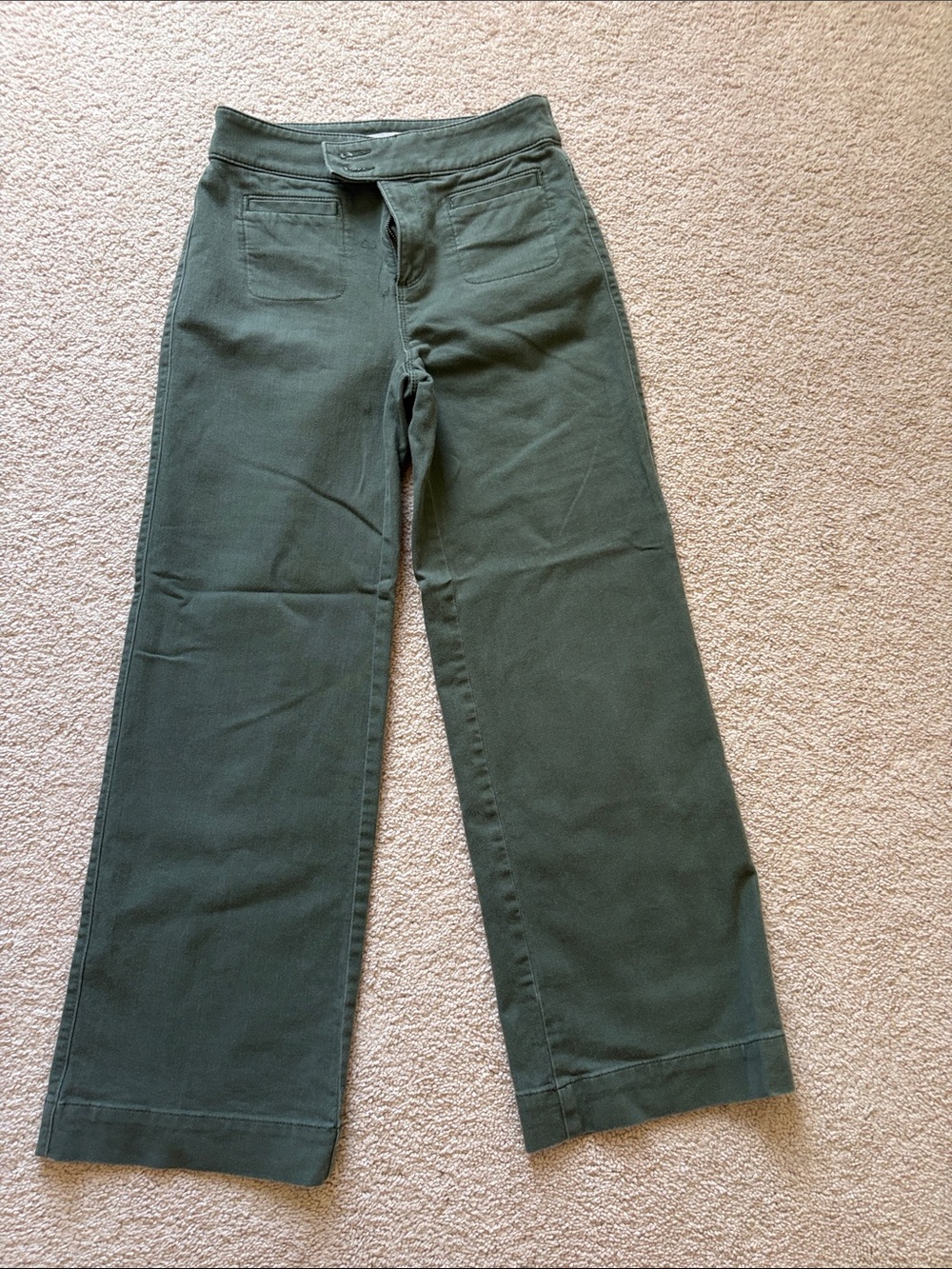 LOFT Palmer Wide Leg Pants in Dark Green